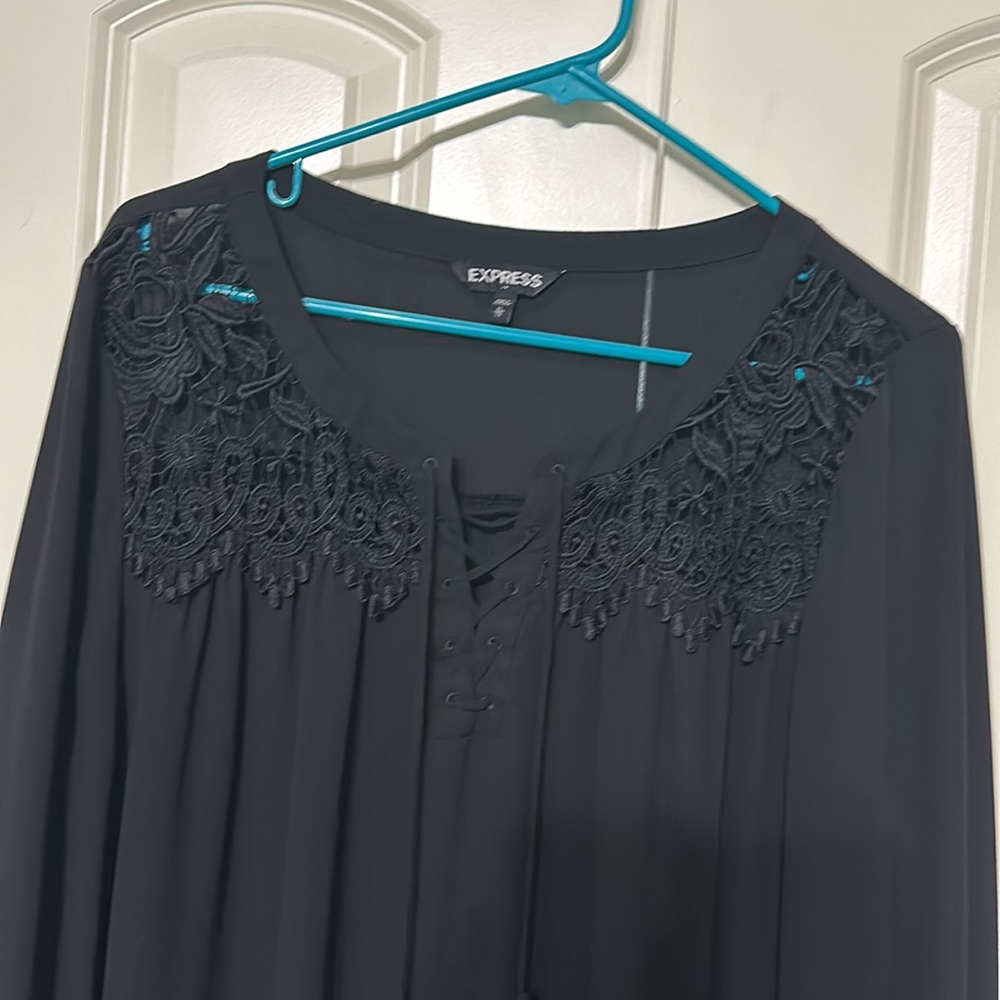 Express XL black lace blouse